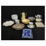 Group of porcelain and pottery bowl, teapot,