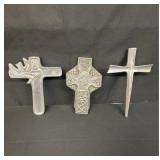 Group of pewter crosses