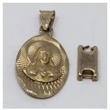 14k gold pendant and a watch link