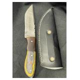 Damascus steel & wood  fixed blade knife