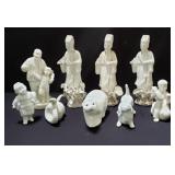 Group of porcelain Asian figurines and animal