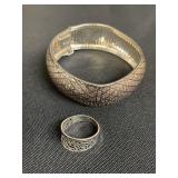 Sterling silver bracelet and ring