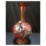 Vintage copper and cherub spelter figurine vase