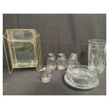 Group of glass and crystal vase, bowl and jars