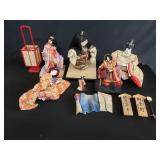 Group of vintage Asian dolls
