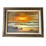 Framed signed Martens ocean theme oil painting