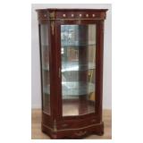 French-style mahogany and curved glass vitrine