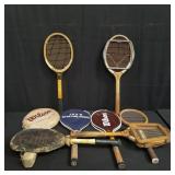 Group of vintage tennis rackets