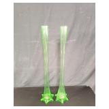Pair of large Czechoslovakian uranium vases