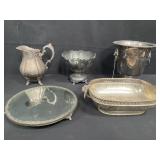 Tub of silver plated trays, ice bucket and