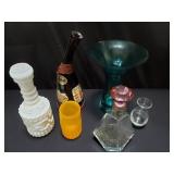 Group of art glass and crystal decanter, vase, etc
