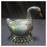 Chinese cloisonne duck trinket box