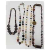 Vintage gemstone beaded necklaces, jasper