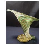 Vintage Murano glass cornucopia vase