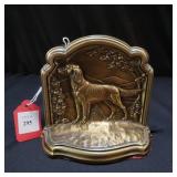 English Setter cast brass book ends