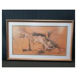 Vintage female nude drawing