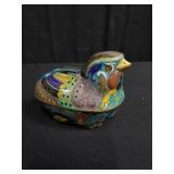Chinese cloisonne quail trinket box