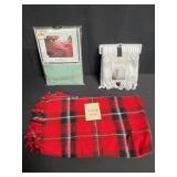 Group of blanket, shower curtain and table cloth