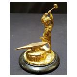 Vintage gilt bronze blacksmith cherub sculpture