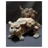 Vintage Japanese clay shishi figurine
