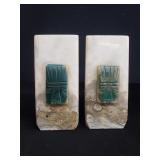 Vintage white onyx with Aztec stone medallions