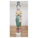 Carved wood Thai woman statue