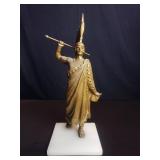Vintage spelter Aztec warrior figure on onyx base