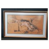 Vintage female nude drawing