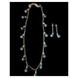 14k gold & stone necklace and earrings