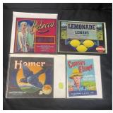 Group of vintage fruit & vegetables labels