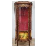 French Louis XV-style mahogany and curved glass