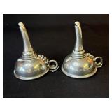 Pair of Etain Fait pewter wine funnels