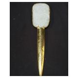 Jadeite and brass letter opener