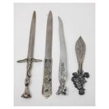 Group of vintage silver plate letter openers