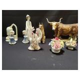 Group of ceramic and porcelain figurines
