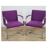 Pair of Knoll Brno-style Mid-century chrome and