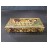 Vintage Japanese hand painted lacquer trinket box