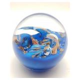 Hand blown signed art glass paperweight