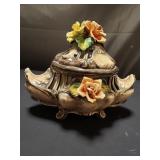 Capodimonte ceramic covered dish
