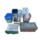Lot of 16 plastic bins with lids