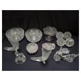 Group of crystal and glass bowls, figurines, etc