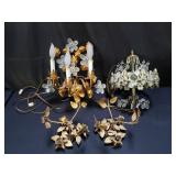 Chandelier, sconce, floral decorations
