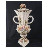 Large Capodimonte porcelain floral vase