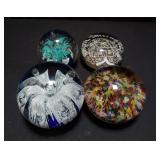 4 hand blown art glass paperweight