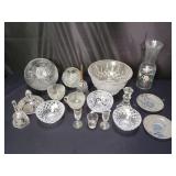 Group of crystal and glass vase, bowl, teacup, etc