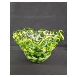 Murano hand blown ruffled glass bowl