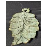 Vintage brass leaf-shaped trinket tray