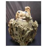 Vintage soapstone figural urn