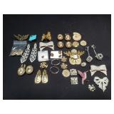 Vintage costume earrings, buttons, etc