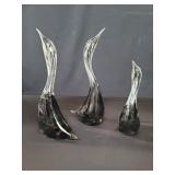 Murano glass style swan figures